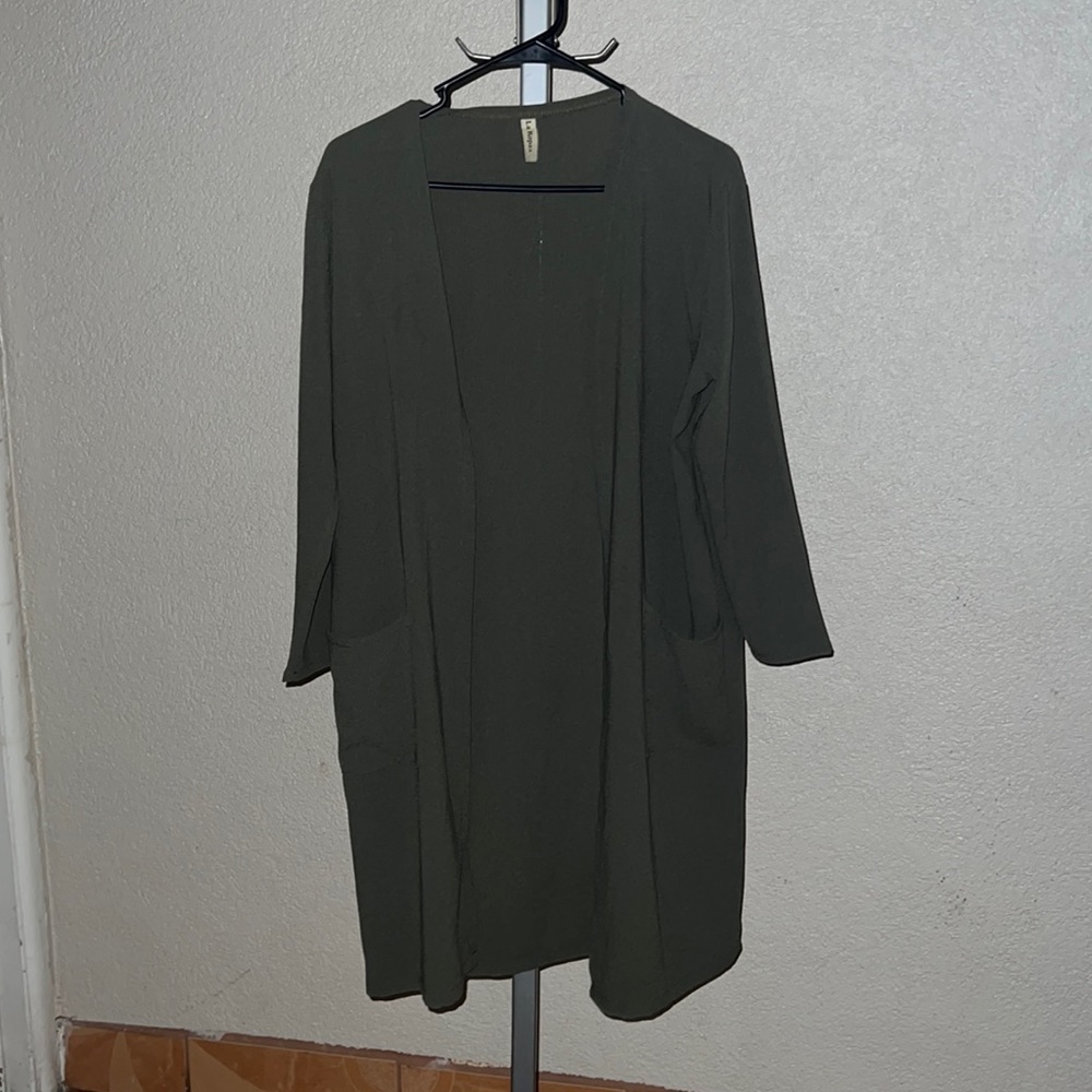 Olive green duster with pockets